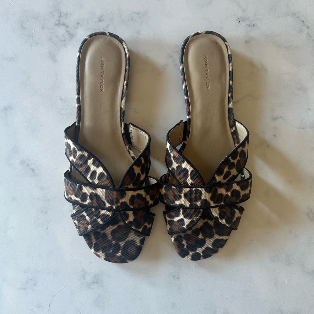 Sweet Ann Taylor Leopard Print Women's Sandals Flats Sz 8.5